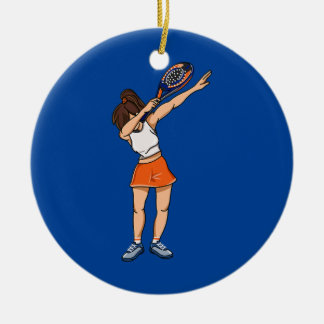 Womens Padel Tennis Dabbing Padel Girl With Ceramic Tree Decoration