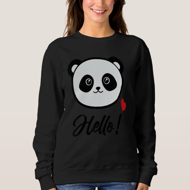 Womens  Panda 'hello' Sweatshirt (Front)