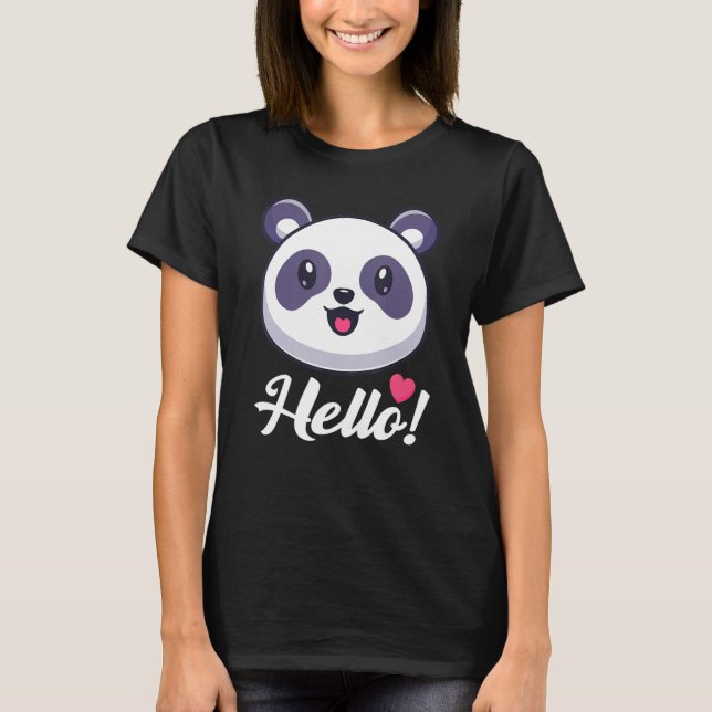 Womens  Panda 'hello' T-Shirt (Front)