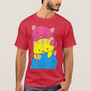 Womens Panseual Flag Colour Cat Subtle Pan Pride L T-Shirt