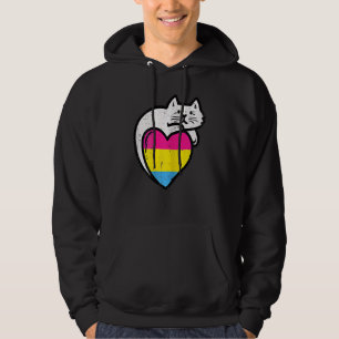 Womens Pansexual Heart Cat Pocket Pan Pride Flag L Hoodie