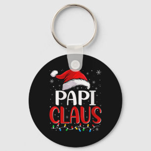 Womens Papi Claus Christmas Lights Matching Family Key Ring