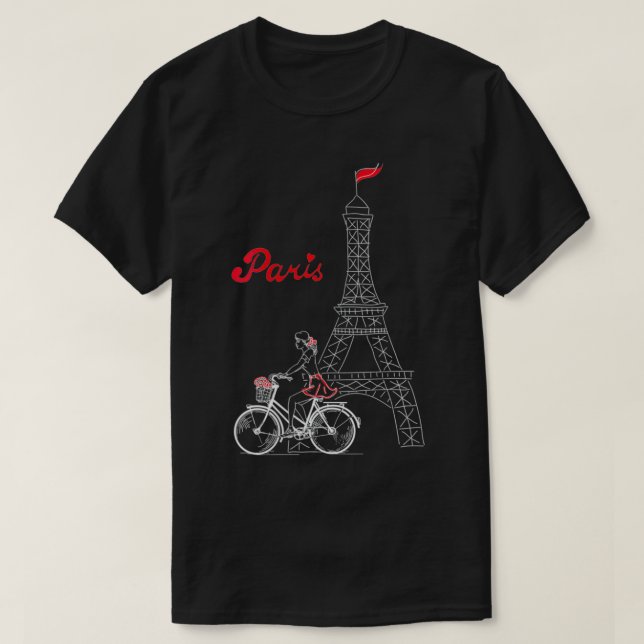 Womens Paris France City Of Love Eiffel Tower Euro T-Shirt (Design Front)
