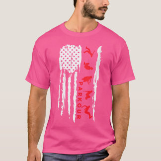 Womens Parkour Silhouette Us Flag Graphic Parkour T-Shirt