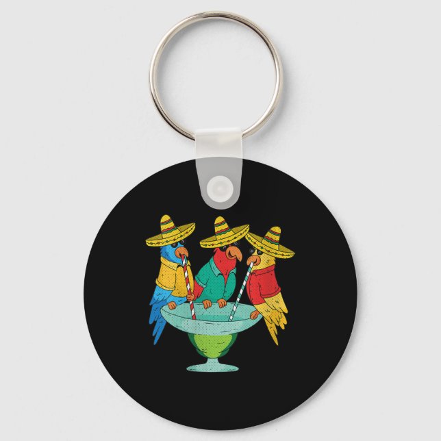 Womens Parrot Cinco De Mayo Funny Drinking Tequila Key Ring (Front)