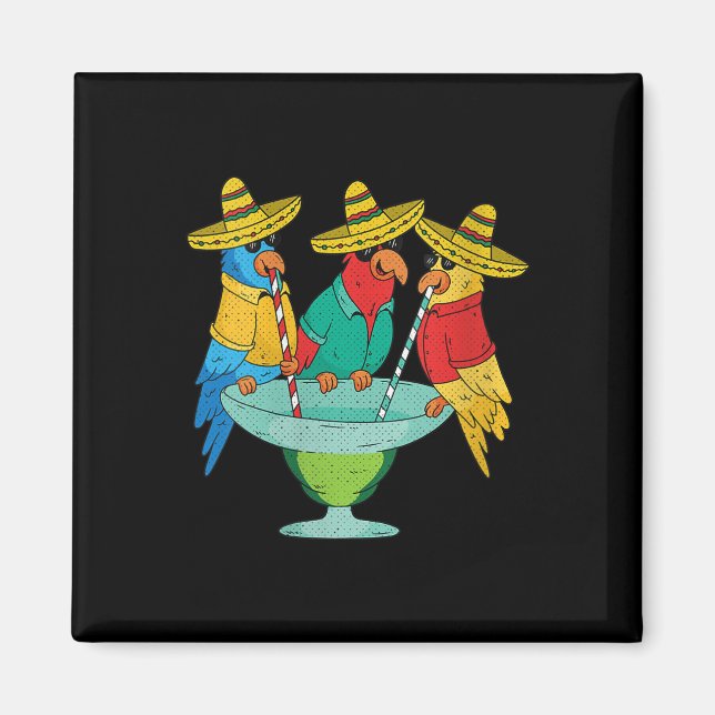 Womens Parrot Cinco De Mayo Funny Drinking Tequila Magnet (Front)