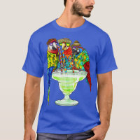 Womens Parrots Drinking Margarita Hawaiian  Vacati