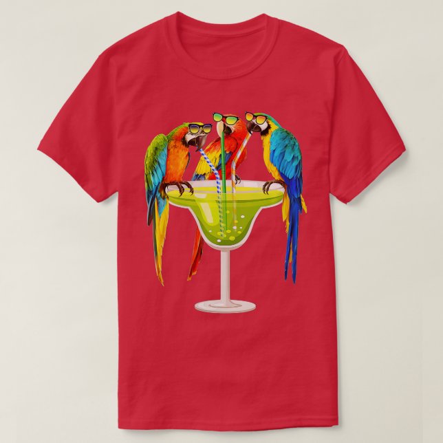 Womens Parrots Drinking Margarita On Summer Vacati T-Shirt (Design Front)