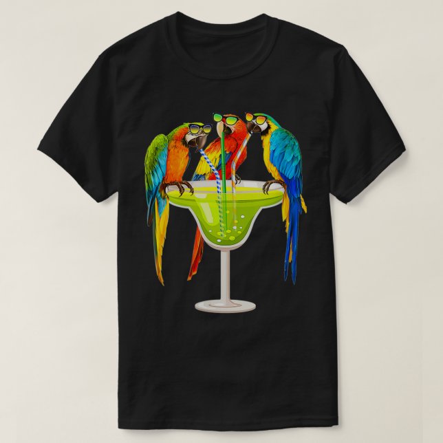 Womens Parrots Drinking Margarita On Summer Vacati T-Shirt (Design Front)