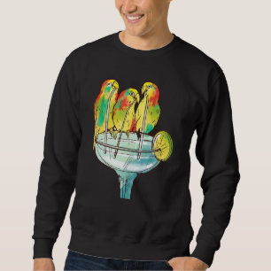 Women's Parrots Drinking Margarita Retro Summer Va Sweatshirt