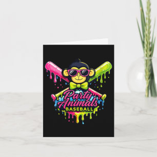 Women's party animals baseball funny monkey card