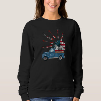 Womens Patriotic 4th Of July Mawmaw Truck Sunflowe Sweatshirt