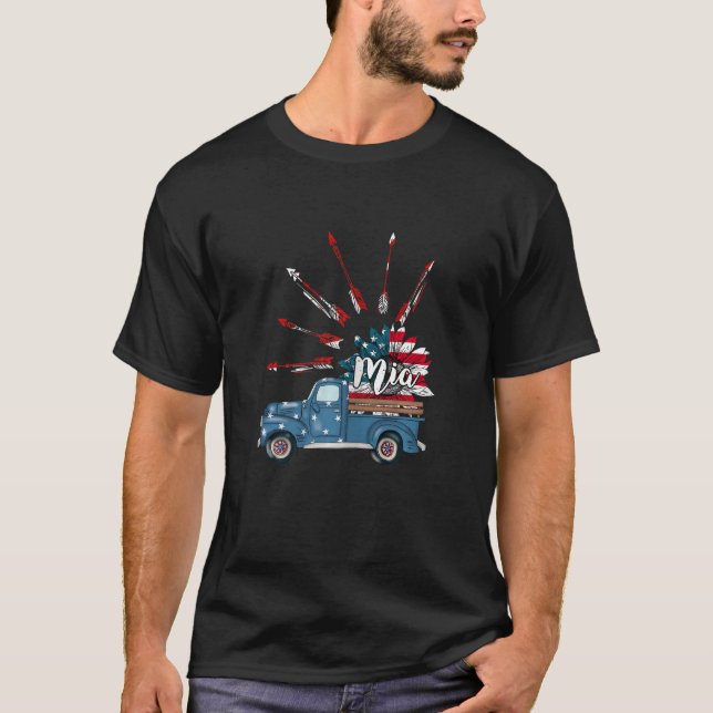 Womens Patriotic 4th Of July Mia Truck Sunflower A T-Shirt (Front)