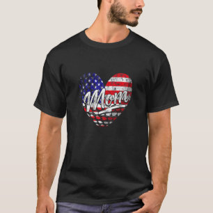 Womens Patriotic American Flag Heart Golf Mum Moth T-Shirt
