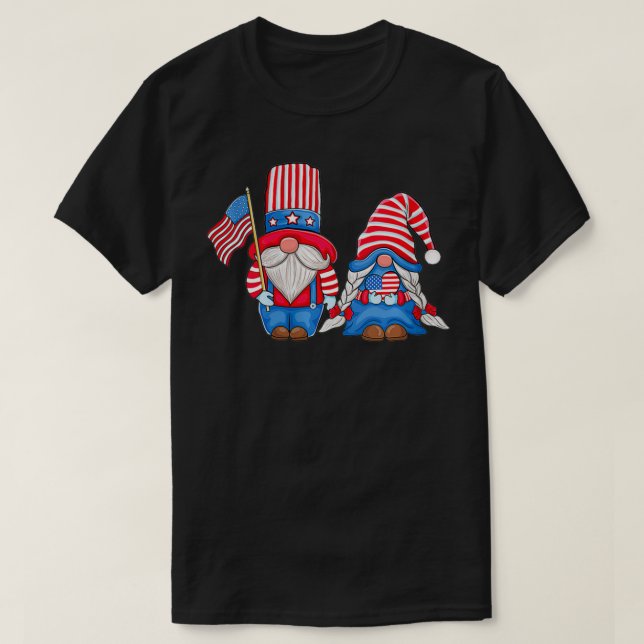 Womens Patriotic gnome 4th of July Gnomes Love USA T-Shirt (Design Front)