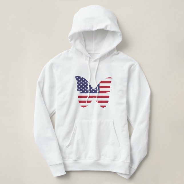 Women's Patriotic Hoodie-Butterfly Hoodie (Design Front)