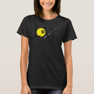 Womens Peace Love Billiards Cute Hearts Tennis Rac T-Shirt