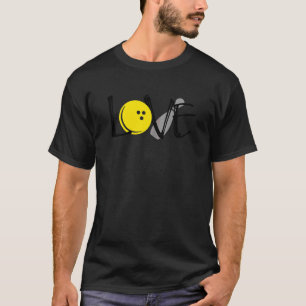 Womens Peace Love Bowling Cute Hearts Tennis Racke T-Shirt