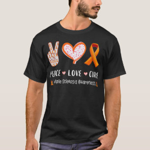 Womens Peace Love cure multiple sclerosis awarenes T-Shirt