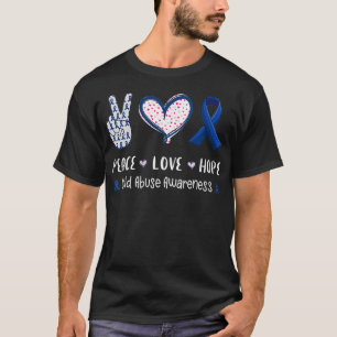 Womens Peace Love hope child abuse awareness ribbo T-Shirt