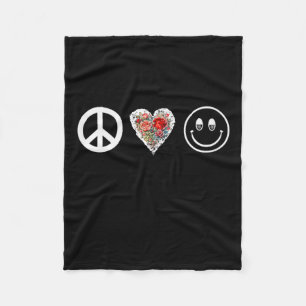 Womens Peace Love Smile With All Your Heart - Happ Fleece Blanket