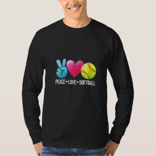Womens Peace Love Softball Cute Softball Player Va T-Shirt