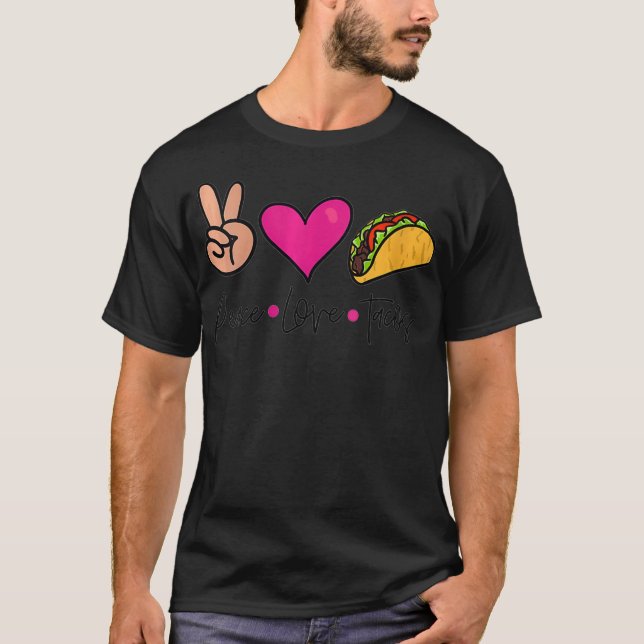 Womens Peace Love Tacos VNeck  T-Shirt (Front)