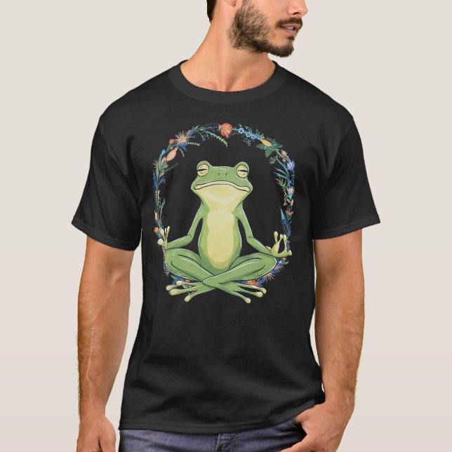 Womens Peace Sign Yoga Frogs Cool Peace Frog Flora T-Shirt (Front)
