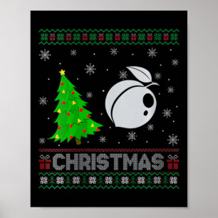Womens Peach Xmas Tree Lighting Ugly Christmas Swe Poster