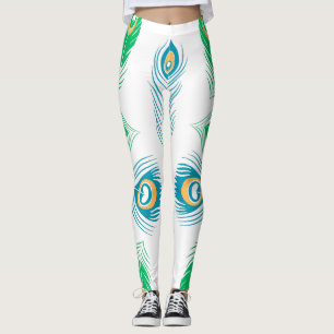 Womens Peacock Feathers Colorful Leggings 