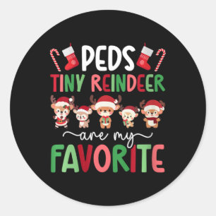 Womens Peds Tiny Reindeer Christmas Peds Nurse Xma Classic Round Sticker