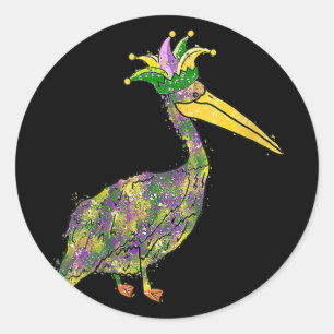 Womens Pelican Beads Mardi Gras Festival New Orlea Classic Round Sticker