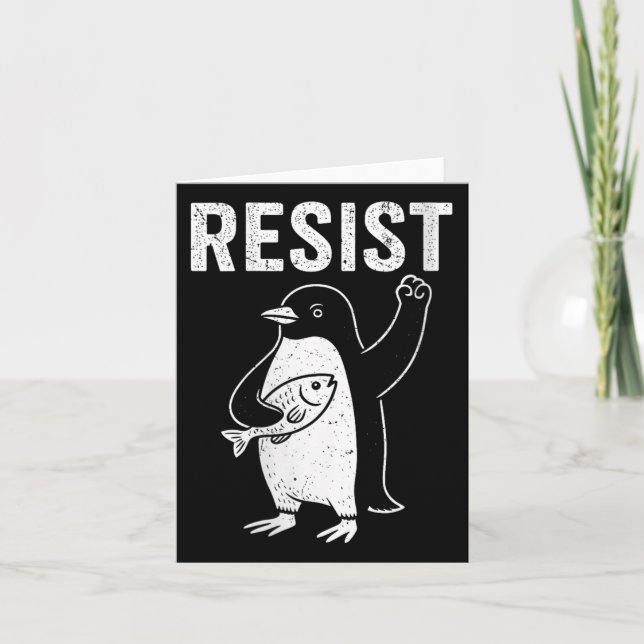 Womens Penguins Against Tariffs Resist Penguin Act Card (Front)
