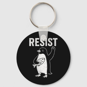 Womens Penguins Against Tariffs Resist Penguin Act Key Ring
