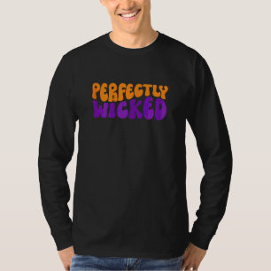 Womens Perfectly Wicked Retro Fall Halloween Witch T-Shirt
