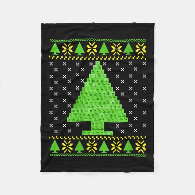 Womens Periodic Table Ugly Christmas Sweater  Fleece Blanket (Front)