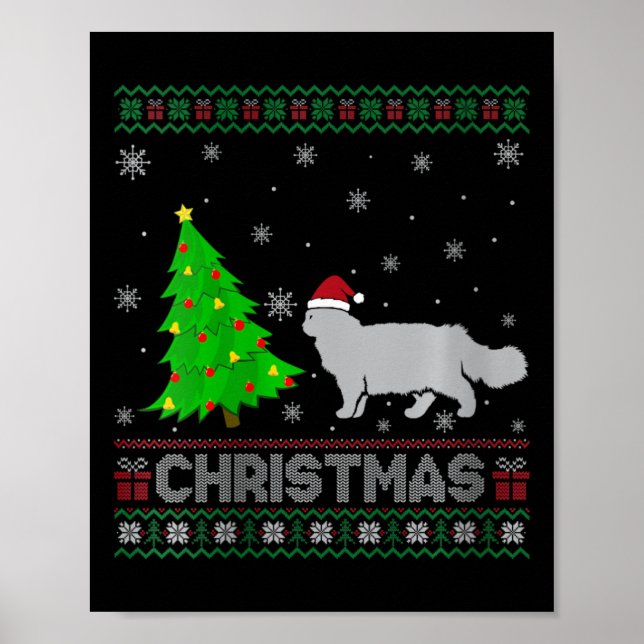 Womens Persian Cat Xmas Tree Lighting Ugly Christm Poster (Front)