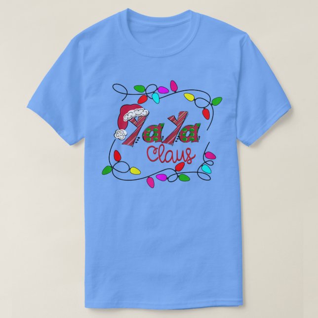 Womens Personalised Christmas Yaya Claus Xmas Ligh T-Shirt (Design Front)