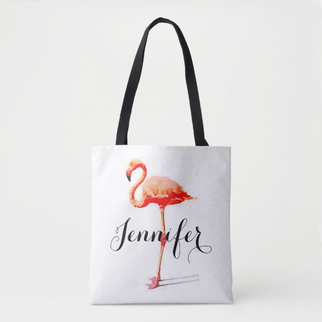 Women's Personalised Flamingo Tote Bag (Front)