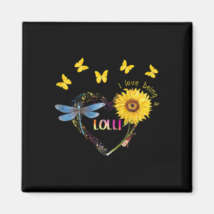 Womens Personalised I Love Being Lolli Sunflower D Magnet