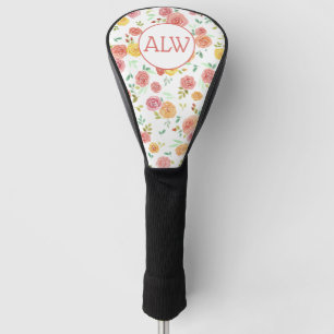 Womens Personalised Initials Floral Golf Head Cove Cover