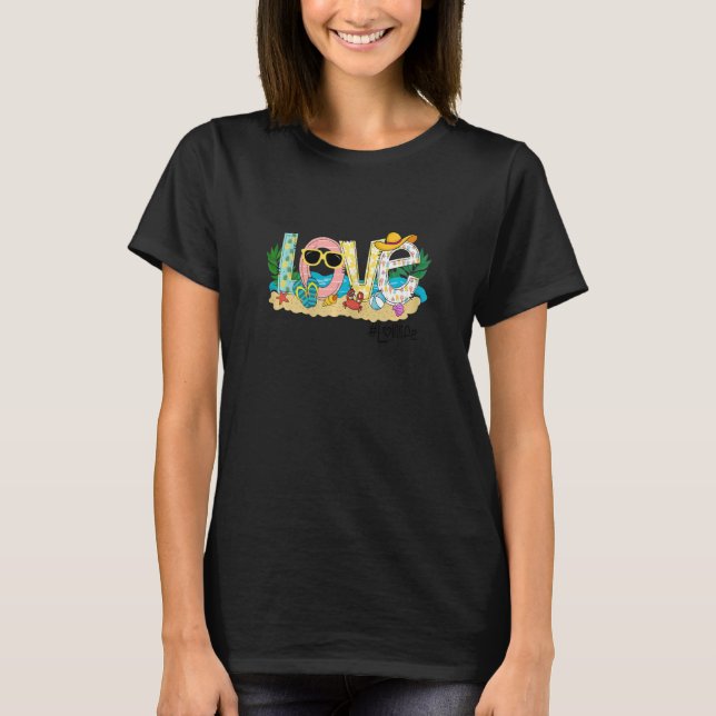 Womens Personalised Love Life  Summer Beach Vacati T-Shirt (Front)