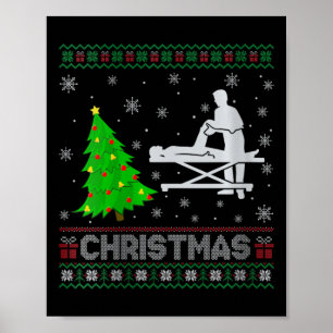 Womens Physical Therapist Xmas Tree Lighting Ugly Poster