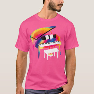Womens Piano Gift For Piano Player Multicolor Tie T-Shirt