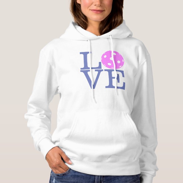Women's Pickleball Hoodie: "LOVE" (Pink) Hoodie (Front)
