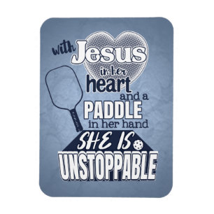 Womens Pickleball Paddle and Jesus Quote Magnet
