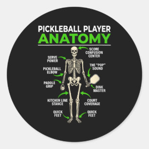 Womens pickleball player anatomy funny dink pickle classic round sticker