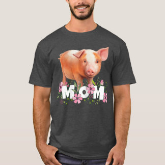 Womens Pig Mum Cute Young Pig Motive 5733  T-Shirt