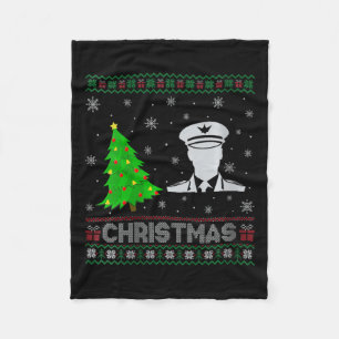 Womens Pilot Xmas Tree Lighting Ugly Christmas Swe Fleece Blanket