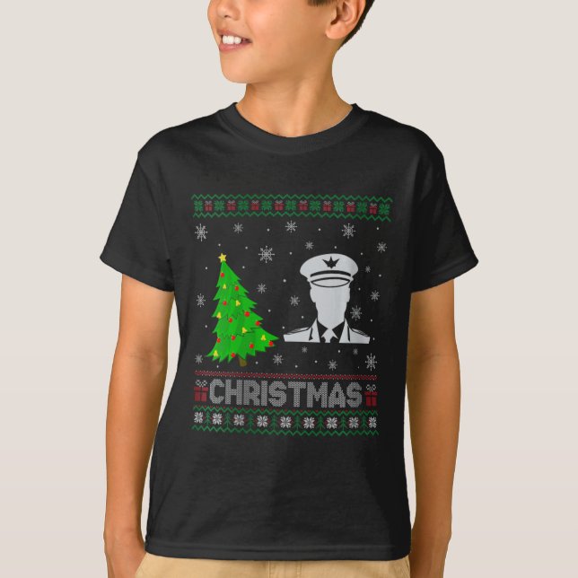 Womens Pilot Xmas Tree Lighting Ugly Christmas Swe T-Shirt (Front)